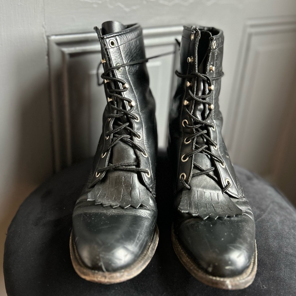 Black Justin roper boots size 8 - Picture 2 of 6